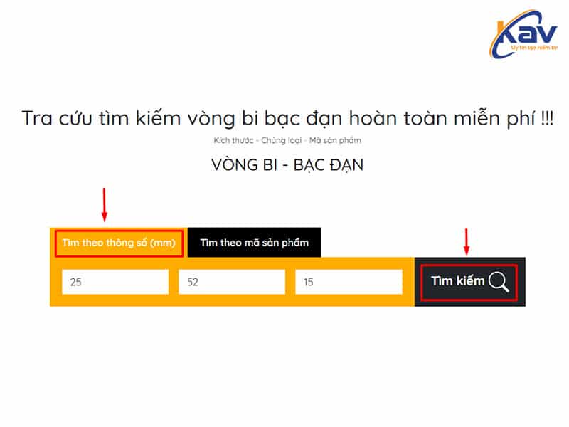 Nhập thông số tra cứu vòng bi