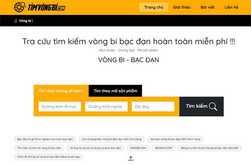Phần mềm tra cứu vòng bi timvongbi.com